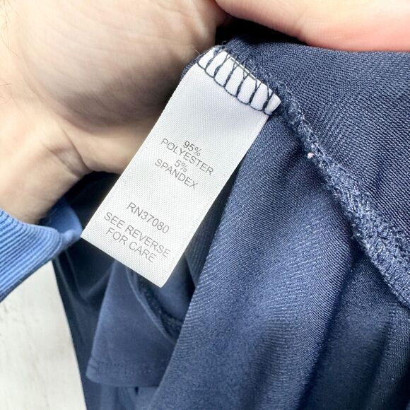 CATO Tunic Women Size S Short Sleeve Relaxed Navy Blue High Low Mini Dress Crew - Picture 3 of 4